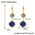 Gold Dual Cushion Czech Glass Drop Huggie Earrings Colors view 7