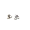Crystal Flower Stud Earrings With Pearl Curves Matching Jewelry Pair view 5