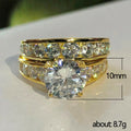 Gold Two Piece Ring Set Large Round Clear Center Stone view 5