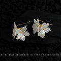 Gold Hook Iridescent White Acrylic Flower Drop Earrings view 3