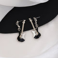 Black and White Electric Guitar Leverback Earrings view 3