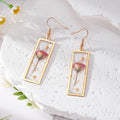 Rectangular Gold Frame Resin Dried Flower Earrings 7 Styles view 10