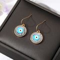 Gold Tone Round Resin Evil Eye Hook Earrings in Six Colors view 4
