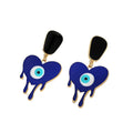 Gold Tone Black Geometric Evil Eye Stud Drop Earrings in Ten Designs view 5