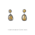 Silver Irregular Frame Drop Earrings Gold Foil Resin Inlay view 3