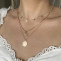 Gold Oval Scalloped Cross Pendant Necklace Fine Chain view 4