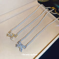 Bow Pearl Pendant Necklace in Polished Mixed Media Design view 2