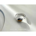 Silver Open Adjustable Ring Oval Tiger Eye Cabochon view 3