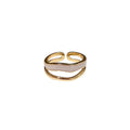Three Gold Tone Ring Designs With White Inlay And Block Details view 5