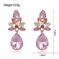 Pink Red Horse Geometric Crystal Metal Dangle Earrings view 2
