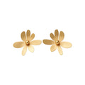 Matte Gold And Silver Tone Metal Flower Stud Earrings view 5
