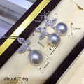 Silver Tone Butterfly and Gray Pearl Jewelry Pieces view 4