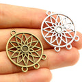 Round Floral Openwork Connector in Two Antique Finishes view 1