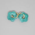 Gold Tone Resin Flower Hoop Earrings in Fifteen Translucent Colors view 6