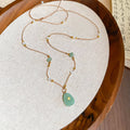 Green Teardrop Pendant and Star Charm Layered Necklace view 6