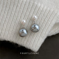 Silver-Tone White and Gray Pearl Drop Stud Earrings view 1