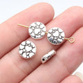 10x10x3mm 1.05g Antique Silver Zinc Alloy Round Heart Pattern Small Hole Spacer Beads for DIY Jewelry