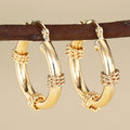 Gold Tube Hoop Earrings Rope Wrap Ribbed Twist Styles view 6