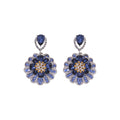 Blue Teardrop and Floral Rosette Statement Earrings view 5