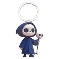 Blue Hooded Reaper Wooden Keychain Skull Staff Charm view 5