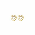 Gold Double Heart and Circle Heart Crystal Stud Earrings view 6