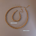Twisted Rope Chain Necklace and Bracelet Set Gold Steel Tones view 2