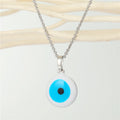 Round Blue Evil Eye Pendant Necklaces in Gold or Silver Tone view 4