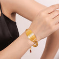 Fan Bar Lattice Crystal Necklace Bracelet Gold Steel view 3