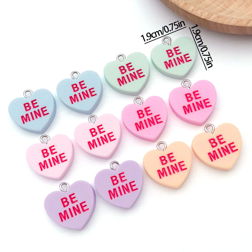 Resin Colorful Letter Heart charm pendants Style 9943 for DIY necklace keychain jewelry making