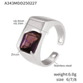 Open Signet Ring Emerald-Cut Green Purple Zircon Gold Steel view 6