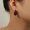 Color Enamel Teardrop Stud Earrings Copper Gold Post view 3