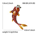 Red Enamel Koi Fish Brooch Rhinestone Head Gold Tone Pin view 4