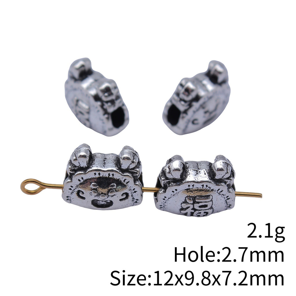 12x9.8x7.2mm 2.1g Antique Silver Zinc Alloy Chinese Dragon Head Through Hole Beads for DIY Bracelet Making