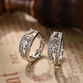 Silver Tone Heart Cutout Hoop Earrings with Clear Stones view 1