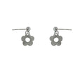 Silver Tone Open Flower Drop Stud Earrings Ball Post view 5