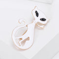 Minimal Enamel Cat Brooch in Black and White Jacket and Scarf Accessory view 4