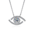 Silver Pave Evil Eye Pendant Necklace Five Center Colors view 7