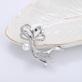 Ribbon Bow Brooch with Crystal Bud Accents for Jackets, Coats, and Scarves view 6