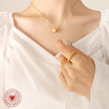 Gold Matte Sphere Pendant Necklace Snake Chain Small Smooth Bead view 3