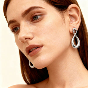 Stainless Steel Figure-Eight Drop Earrings Gold Two-Tone