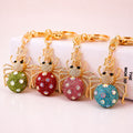 Rhinestone Spider Keychain Gold Metal Crystal Bag Charm view 1