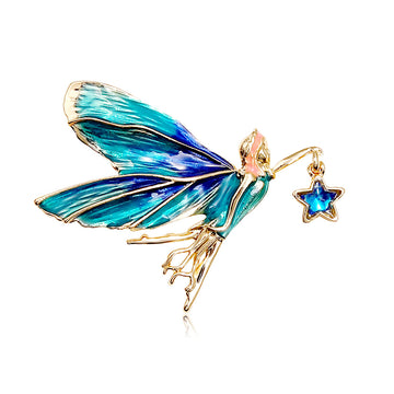 Aqua Gold Tone Cicada Enamel Metal Brooch Pin for Jackets and Lapels