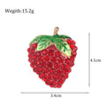 Red Green Strawberry Crystal Metal Brooch Pin for Jackets and Lapels view 2