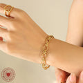 Geometric Oval Link Chain Bracelet Gold Steel Tone view 2