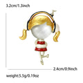 Headphone Girl Enamel Brooch With Red And Blue Outfits view 5