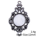 Ornate Round 12 mm Cabochon Pendant Setting in Silver Tone view 3