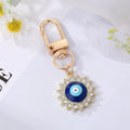 Gold Tone Crystal Heart and Sun Evil Eye Clip Keychains view 12