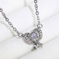 Bow Pendant Necklace With Round Stone in Two Tones view 3