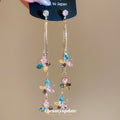 Gold Tone Colorful Crystal Butterfly Drop Earrings view 2