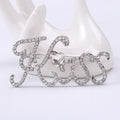 Crystal Kiss Script Brooch Clear Heart Center Gold Silver view 7